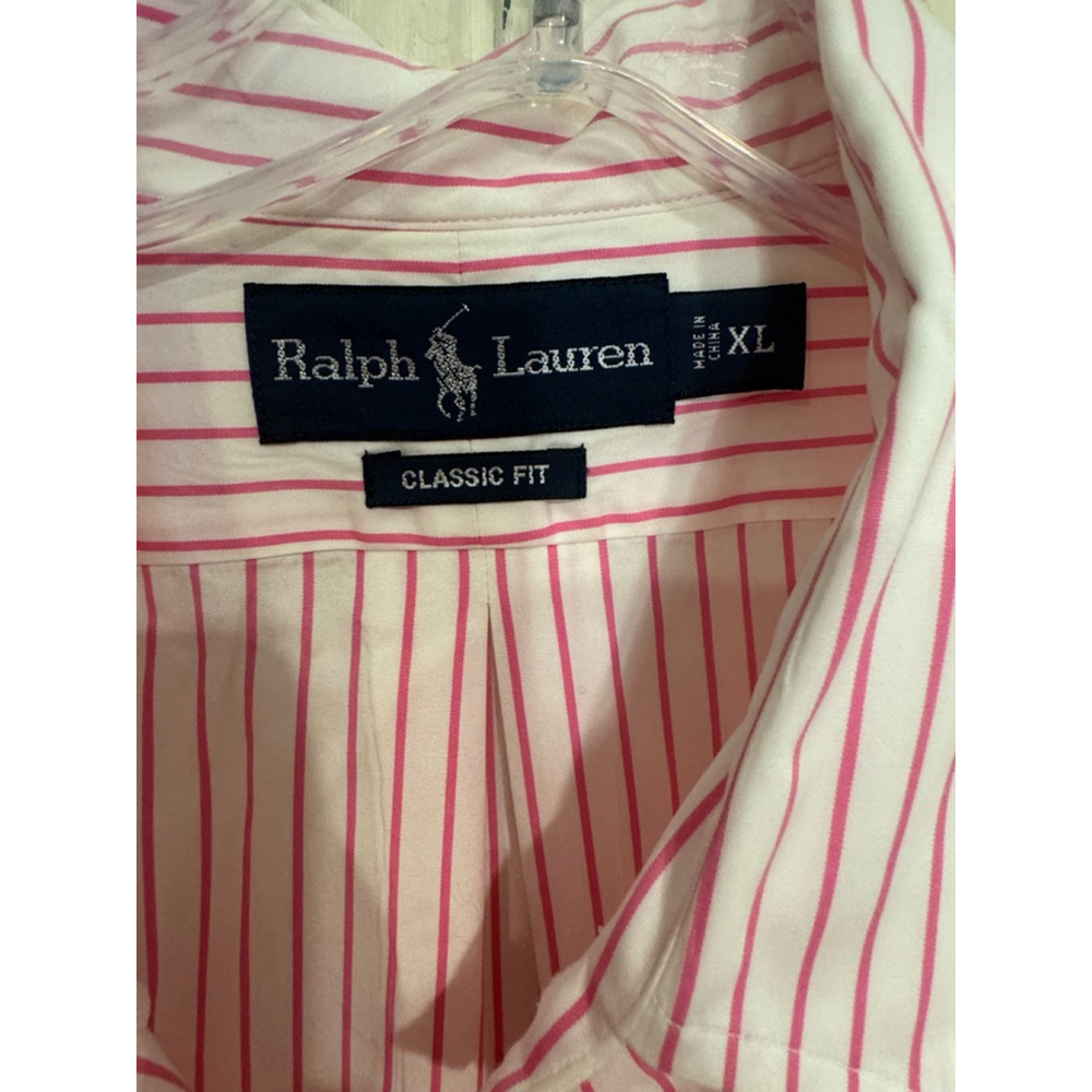 Men's Ralph Lauren Classic Fit Striped Button Down Shirt XL Pink White - Picture 2 of 9